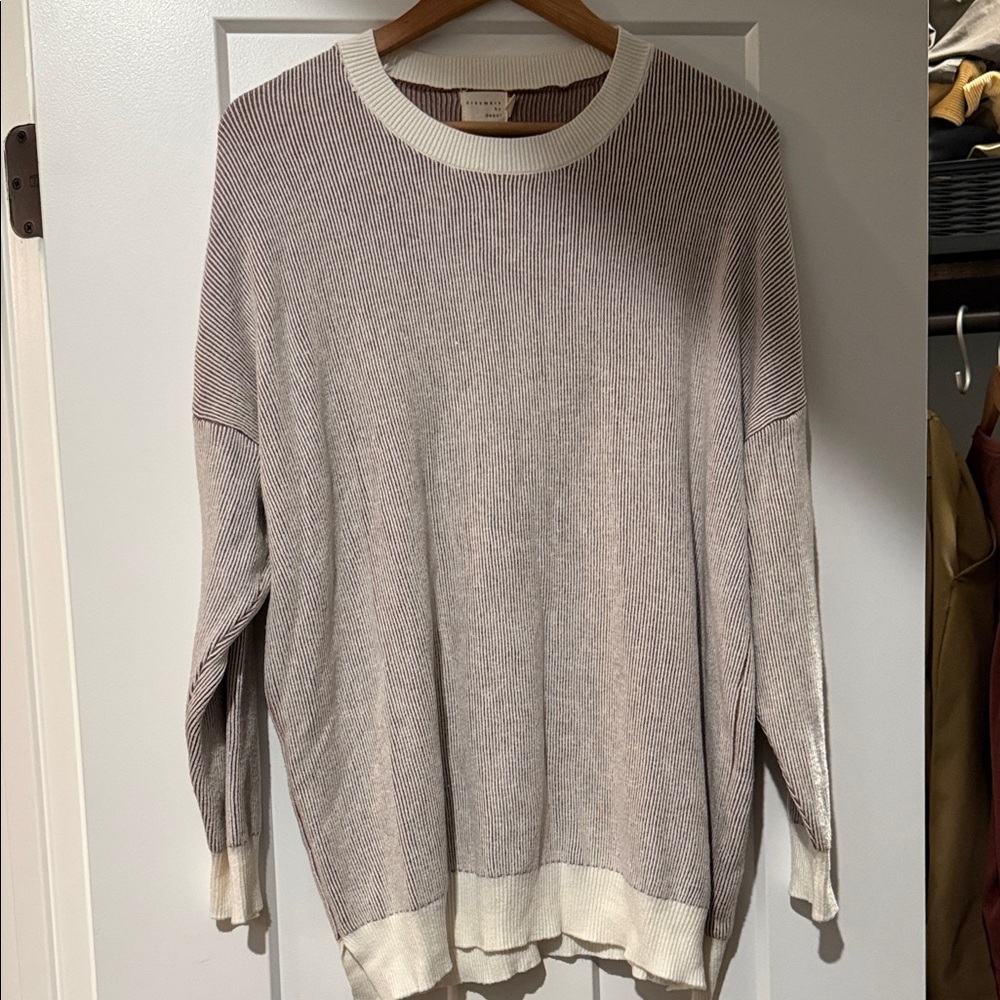 Striped Beige and White Sweater